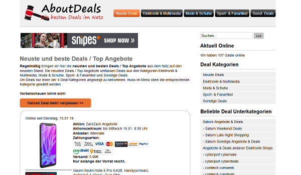 Schnäppchen- / Deal-Portal AboutDeals.de