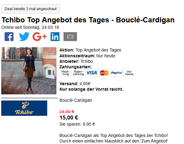 Social Share Buttons bei AboutDeals.de