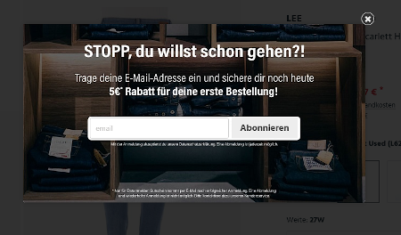 Exit-Intent-Popup mit Rabatt-Anreiz