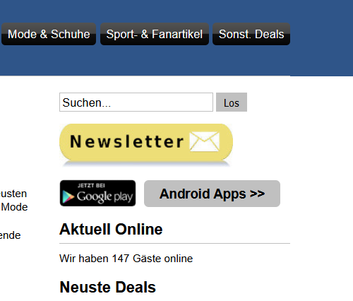 Verlinkung des aboutdeals.de Newsletters 