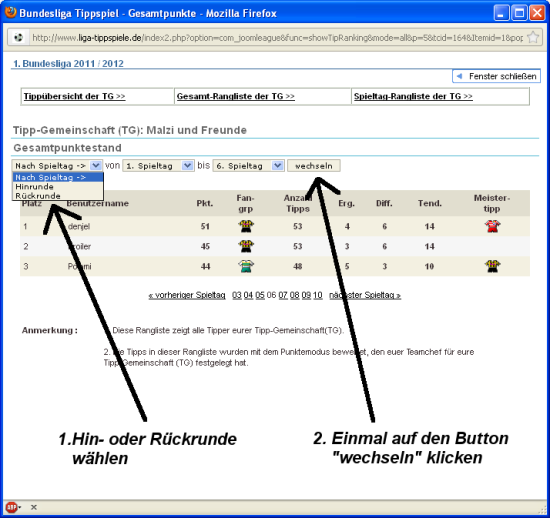 Hin- und Rückrunde einer Saison getrennt tippen