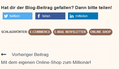 Social Share Buttons von insgesamt 3 sozialen Netzwerken