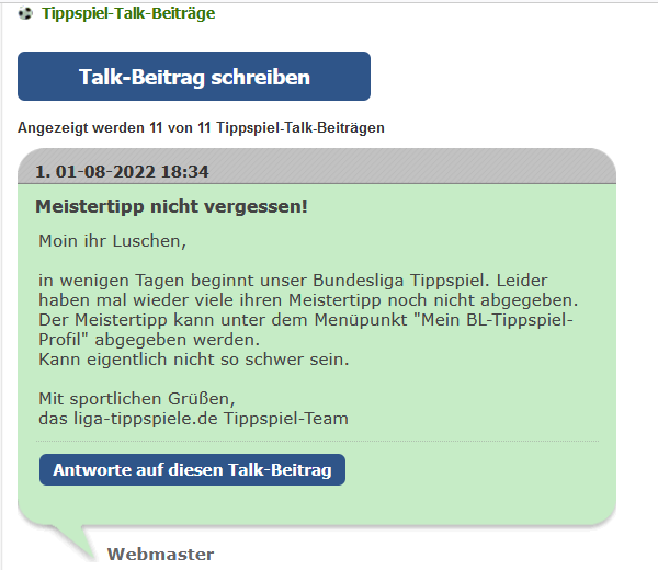 Bundesliga-Tippspiel-Talk auf liga-tippspiele.de