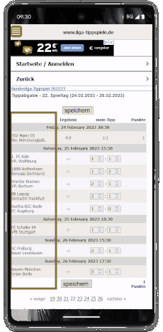 Tippabgabe-Formular nach der Änderung