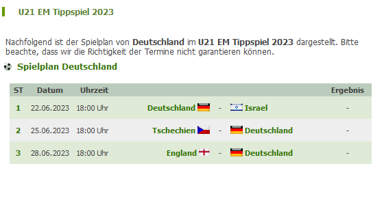 Spiele der deutschen U21 Nationalmannschaft bei der U21 EM 2023