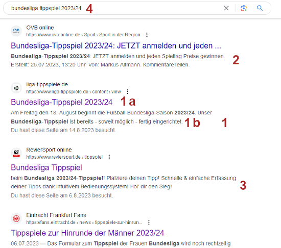 Google Suchergebnis für Suchbegriff "bundesliga tippspiel 2023/24"