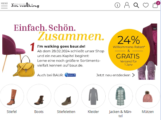 Schließung des I'm walking Online-Shops